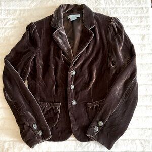 Fresh Twist brown silk blend holiday velvet blazer, silver hardware, size 4